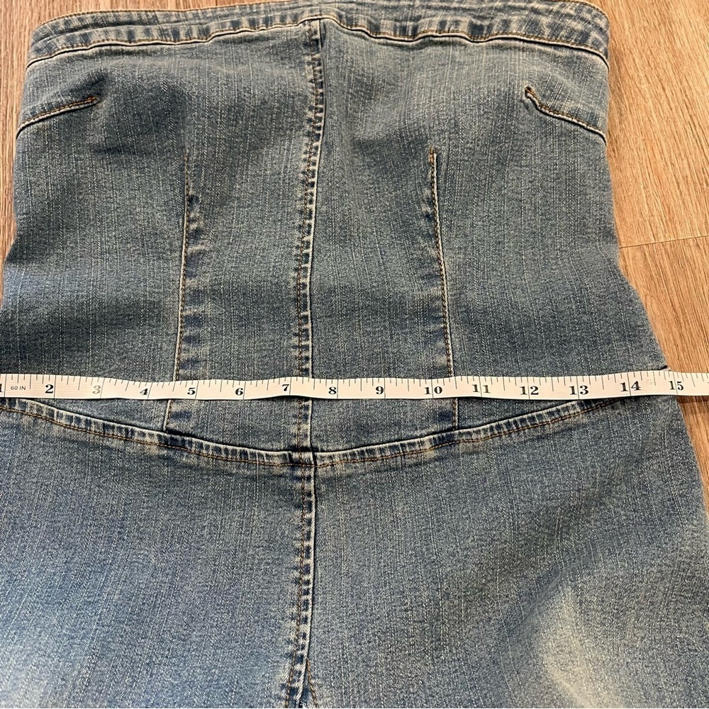 Vintage Y2K Hot Kiss Strapless Denim Dress Women’s Medium Stretch 2000s Sexy - Picture 7 of 9
